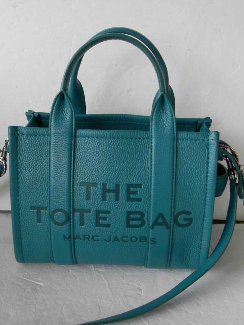 Marc Jacobs The Tote Bag TEAL BLUE Medium PEBBLE LEATHER CROSSBODY BAG